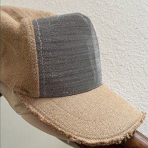 Brunello Cucinelli baseball cap w beaded embellishment at front